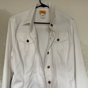 White stretch denim jacket size 12 but even medium fits well